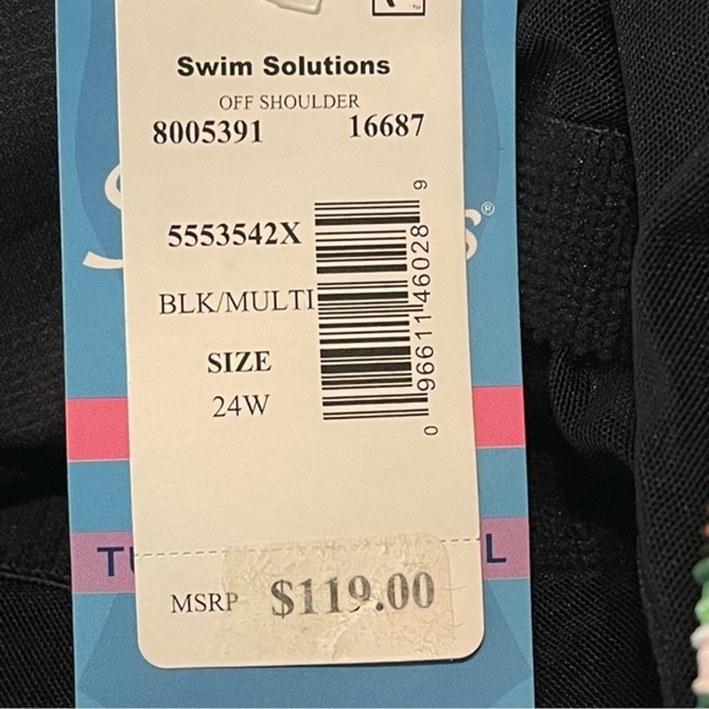 Swim Solutions Tummy Control Tropical Print One Piece Swimsuit Size 24W - Picture 8 of 12